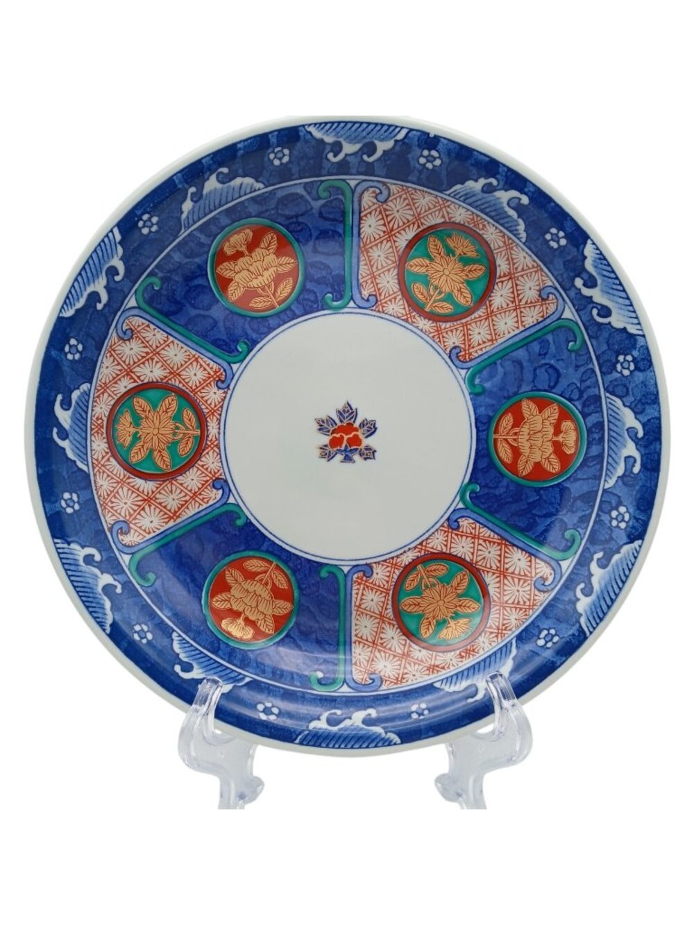 Vintage Shoho Ko-Imari Style Plate Japanese Porcelain Blue Red 9.5”